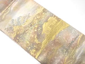 引箔山里風景模様織出し袋帯